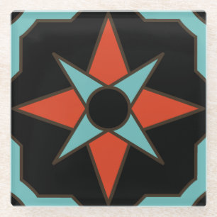 Vintate Catalina Island Tile Design Glass Coaster