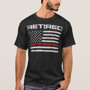 Vintege Retired Firefighter US Flag Fireman Fire T-Shirt