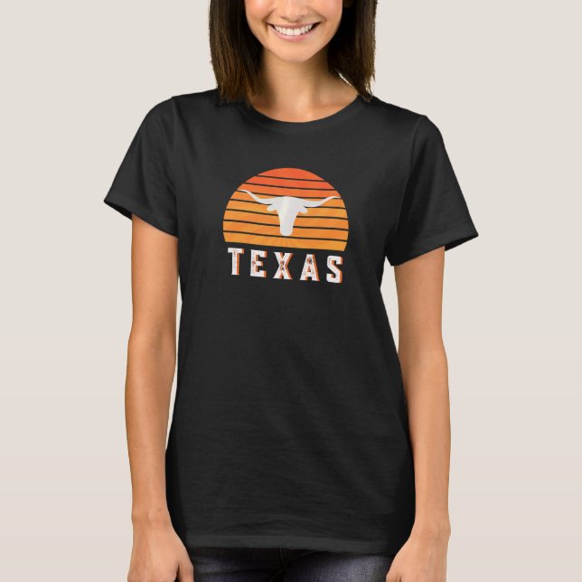 Vintge Austin Texas Keep It Weird Longhorn Sunset T-Shirt (Front)