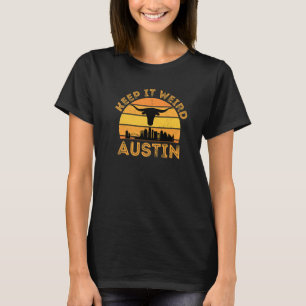 Vintge Austin Texas Keep It Weird Longhorn Sunset T-Shirt
