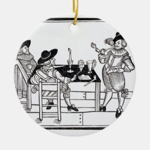 Vintners in a Tudor ale house, from a broadsheet ' Ceramic Tree Decoration