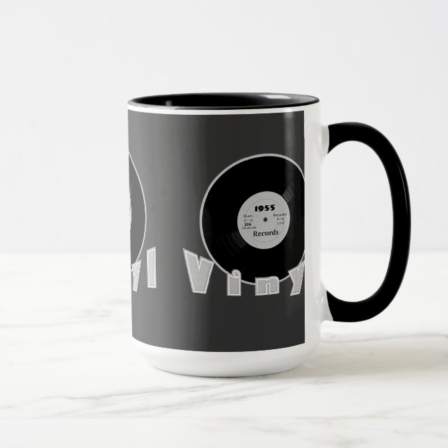 VINYL 1955 Label 33 RPM Record Black & White 2 Mug (Right)