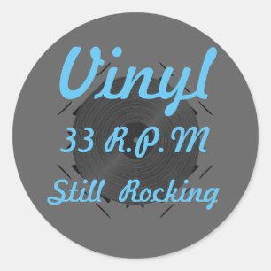 Vinyl 33 RPM Still Rocking Blue Classic Round Sticker