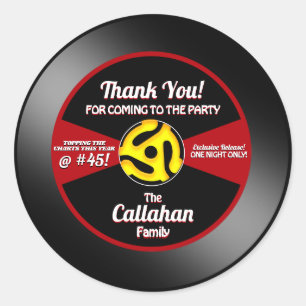 Vinyl 45 Record Label Birthday Party Thank You