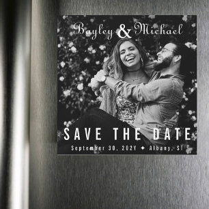 Vinyl Album Cover B&W Photo Magnet Save the Date