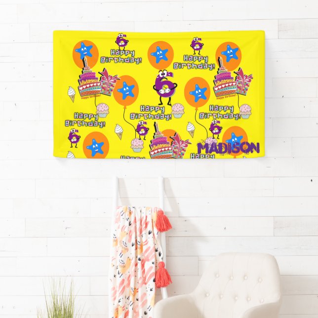 Vinyl Banner, Happy 6th Birthday Banner, #6 Banner (Insitu)