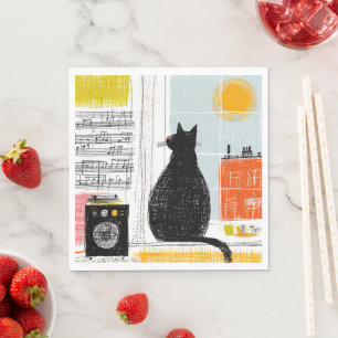 Vinyl Black Cat High Rise Live Set Napkin