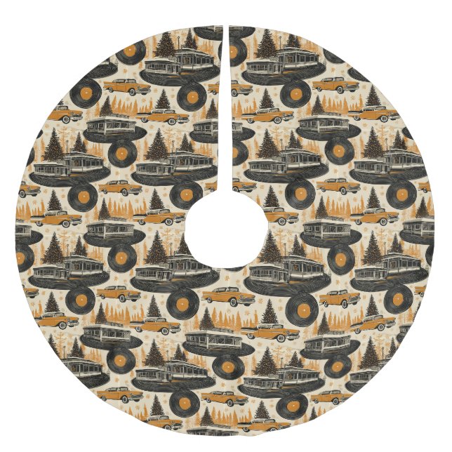 Vinyl Christmas Roadside Tree Display Brushed Polyester Tree Skirt (Front)