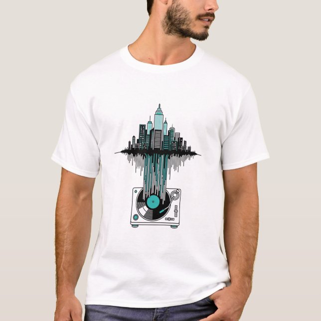Vinyl City Soundwave | Modern Art Music Lover T-Shirt (Front)