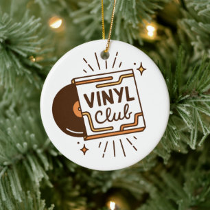 Vinyl club analogue music record aesthetic ceramic ornament