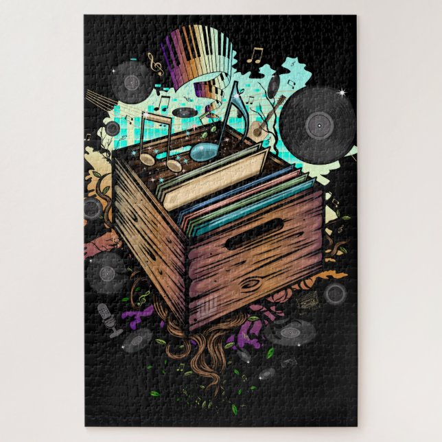 Vinyl Crate Music Jigsaw Puzzle (Vertical)