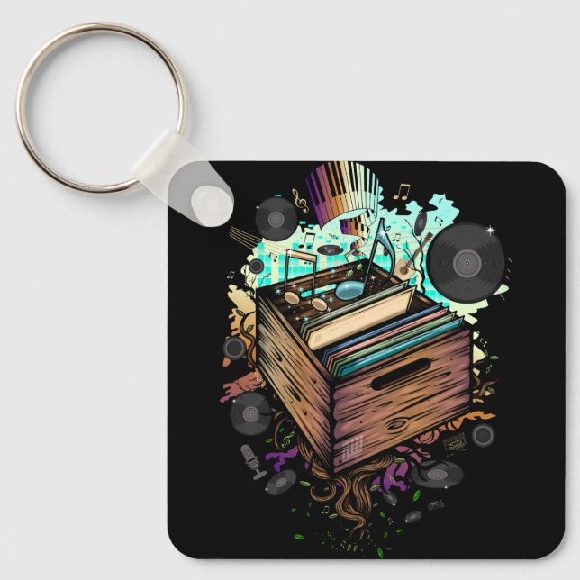 Vinyl Crate Music Key Ring (Front)