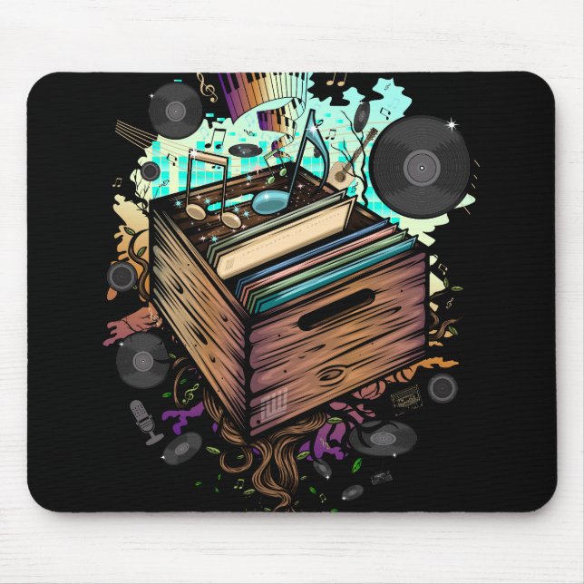Vinyl Crate Music Mouse Pad (Front)