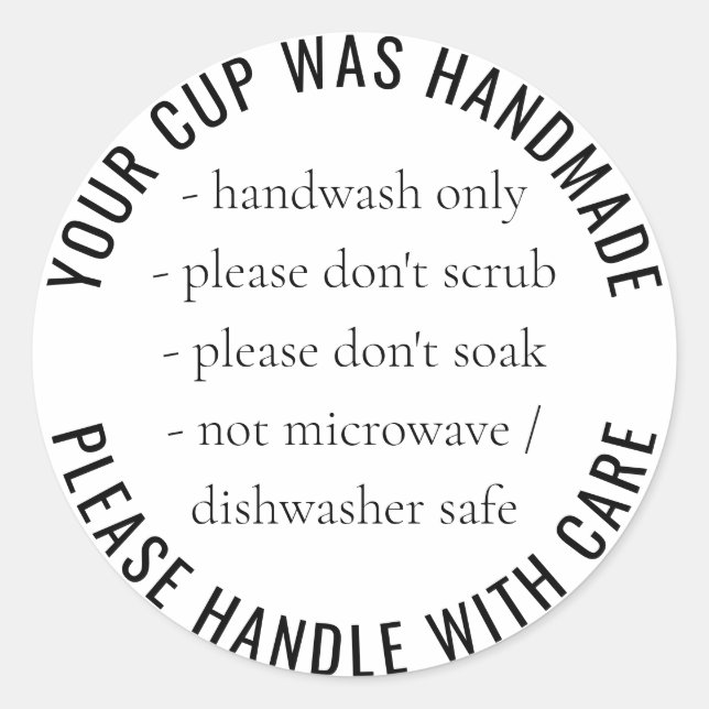 Vinyl Cup Custom Care Instructions Classic Round Sticker (Front)