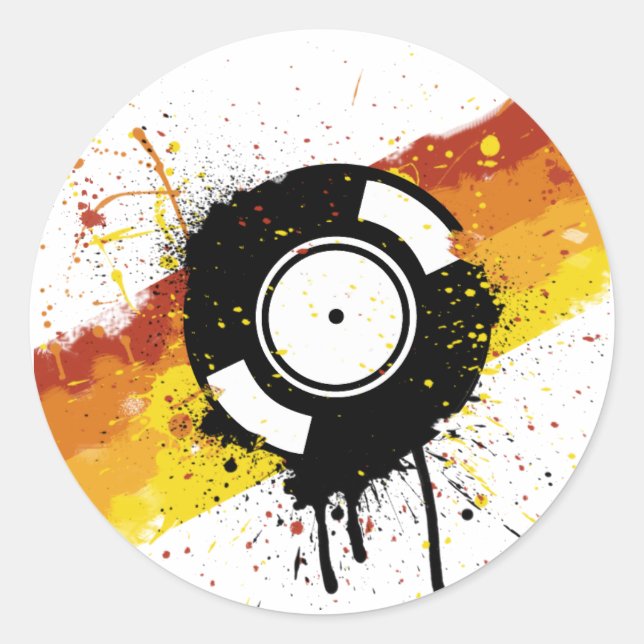Vinyl Graffiti - DJ record DJing DJs Disc Jockey Classic Round Sticker (Front)