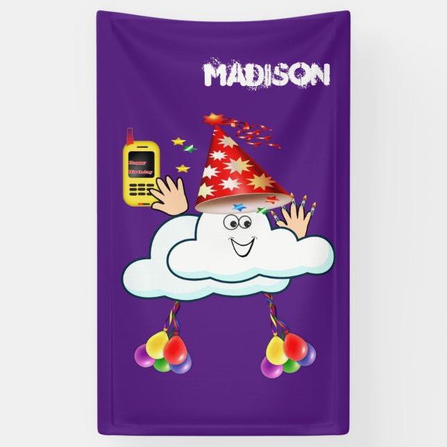 Vinyl Happy Birthday Calendar IPhone Text Cloud Banner (Vertical)