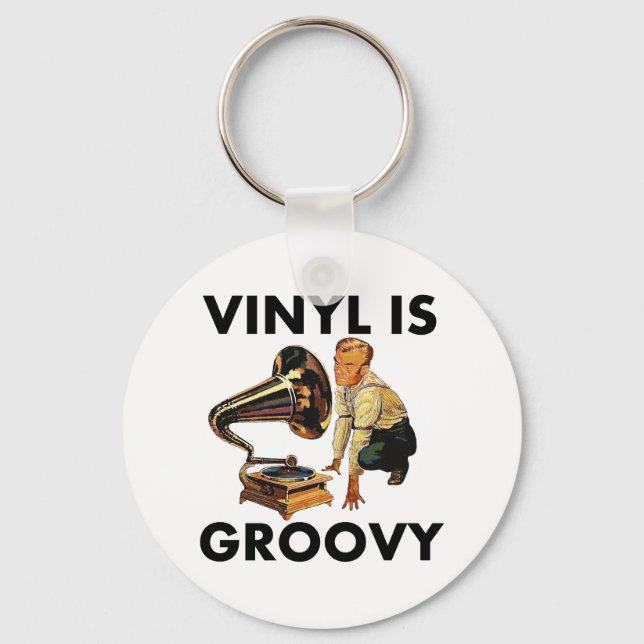 Vinyl Is Groovy Record Collector Humour Funny Pun Key Ring (Front)