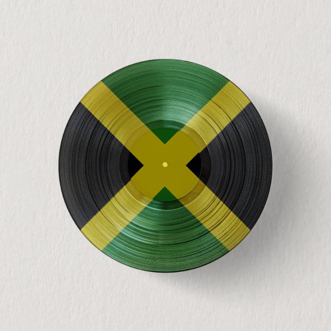 Vinyl Jah Music Rasta Reggae Roots Button (Front)