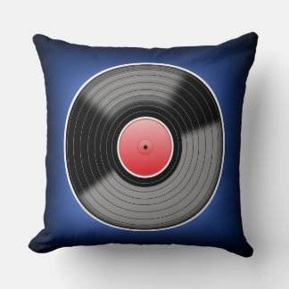 Vinyl Junkie Blue Fade Square Throw Pillow