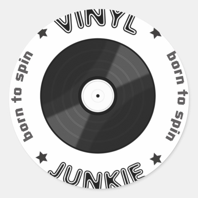 Vinyl Junkie Classic Round Sticker (Front)