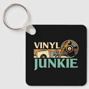 Vinyl Junkie LP Records DJ Turntable Music Collect Key Ring