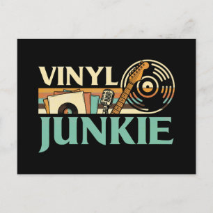 Vinyl Junkie LP Records DJ Turntable Music Collect Postcard