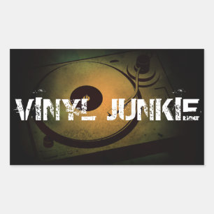 Vinyl Junkie Old Retro turn table Rectangular Sticker