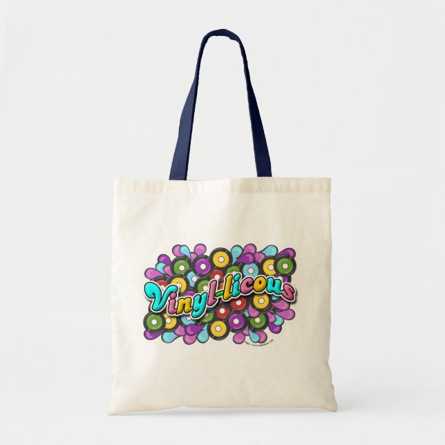 Vinyl-Licious Cute Colorful Multiple Record Art Tote Bag (Front)
