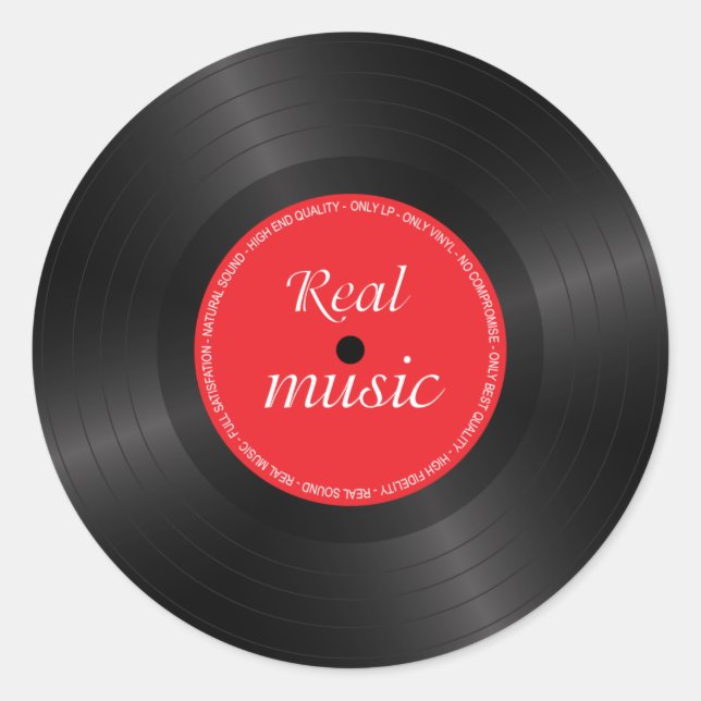 Vinyl long play disc classic round sticker (Front)