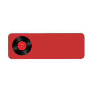 Vinyl long play disc return address label