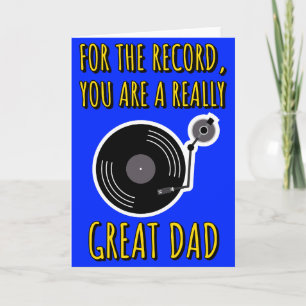 Vinyl Lover Record Blue Father's Day Card