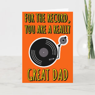 Vinyl Lover Record Orange Father's Day Card
