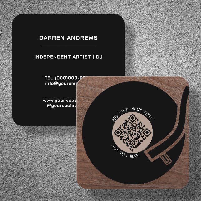 Vinyl LP | Music QR Code Square Business Card (Creator Uploaded)