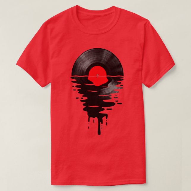 Vinyl LP Music Record Sunset Red T-Shirt (Design Front)