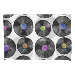 Vinyl LP Records Retro Illustration Pillowcase