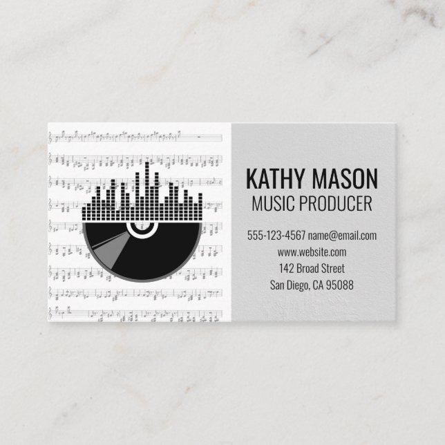 Vinyl | Musical Notes | Music Producer Business Card (Front)