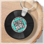 Vinyl | Musician DJ | QR Code Key Ring<br><div class="desc">Introducing our customisable vinyl LP style QR Code keychain- the perfect accessory for the music professional! This keychain features a sleek vinyl LP record in aqua blue and grey, along with a QR code that can be linked to your own music. With our "personalise" feature, you can generate your own...</div>