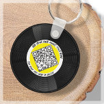Vinyl | Musician DJ | QR Code Key Ring<br><div class="desc">Introducing our customizable vinyl LP style QR Code keychain- the perfect accessory for the music professional! This keychain features a sleek vinyl LP record in yellow and white, along with a QR code that can be linked to your own music. With our "personalize" feature, you can generate your own unique...</div>