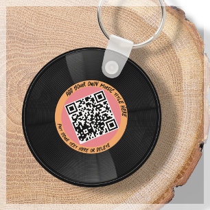 Vinyl Musician DJ QR Code Key Ring