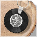 Vinyl | Musician DJ | QR Code Key Ring<br><div class="desc">Introducing our customisable vinyl LP style QR Code keychain- the perfect accessory for the music professional! This keychain features a sleek vinyl LP record in grey and white, along with a QR code that can be linked to your own music. With our "personalise" feature, you can generate your own unique...</div>