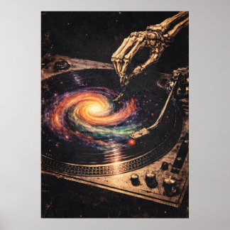 Vinyl Reaper, Retro-Grungy Music Art, Abstract Poster