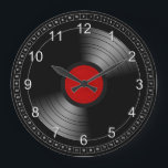 Vinyl Record 2 Large Clock<br><div class="desc">An old vinyl record with a red label.</div>