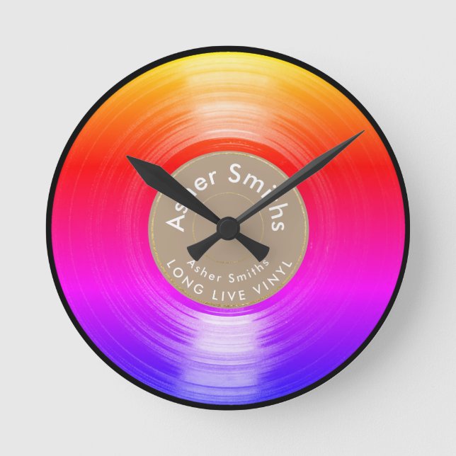 vinyl record, a colourful round clock (Front)