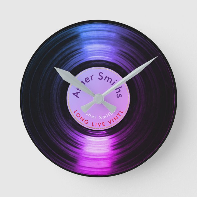 vinyl record, a purple round clock (Front)