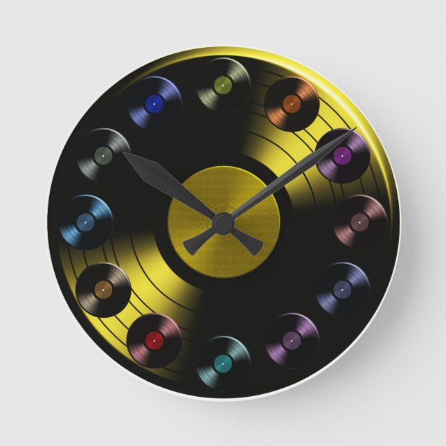 Vinyl Record Album Retro LP Boho Round Clock (Front)