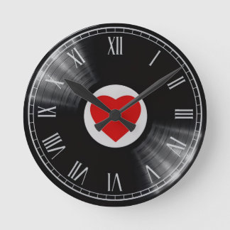 Vinyl record and music elements Watch Round Clock