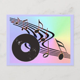 Vinyl Record and Notes Postcard