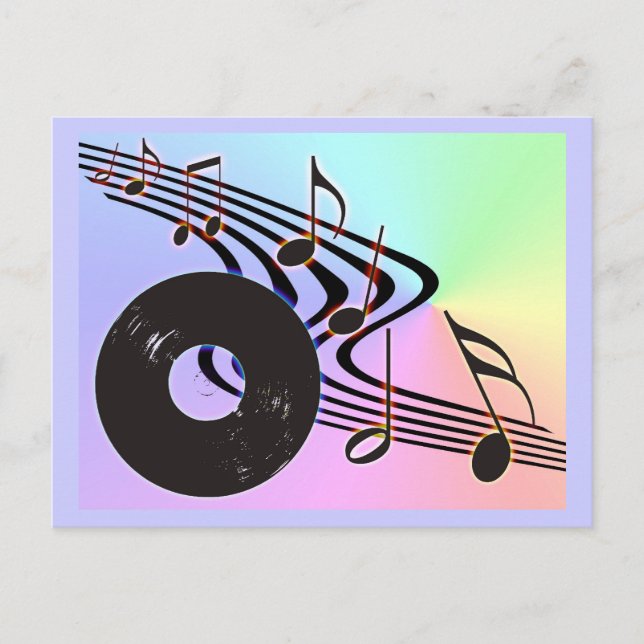 Vinyl Record and Notes Postcard (Front)