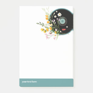 Vinyl Record, floral, Oldies Rustic, women music Post-it Notes
