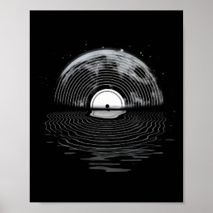 Vinyl Record Full Moon Retro Vintage Vinyl Record Poster